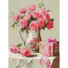 Картини по номерах акрил. "Рожевий подарунок" 30х40см №KHО3318/Ідейка/