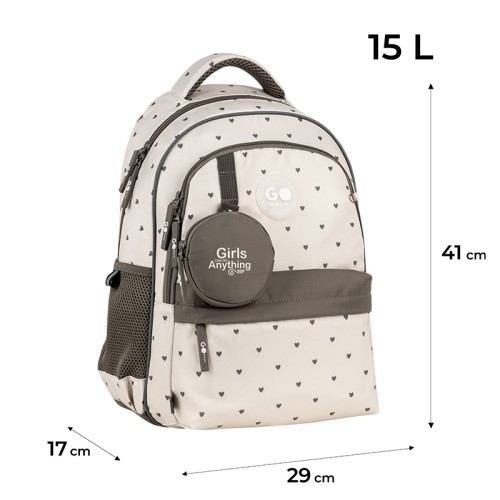 Рюкзак "GoPack" Education 182M Beige Polka Dots 2від. 4карм. №GO26-182M-3(10)