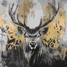Картини по номерах акрил. "Золотий олень з фарбами металiк" 40х40см №KHO6725/Ідейка/