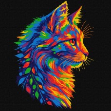 Картини по номерах акрил. "Яскравий котик" 30х30см №KHO6822/Ідейка/