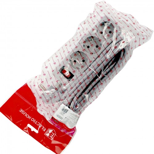 Мережевий фільтр "Electro House" 3гнізда 3м+вимик.+зазем. сірий 10A №EH-NFG-3.3(20)