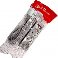 Мережевий фільтр "Electro House" 3гнізда 5м+вимик.+зазем. сірий 10A №EH-NFG-3.5(20)