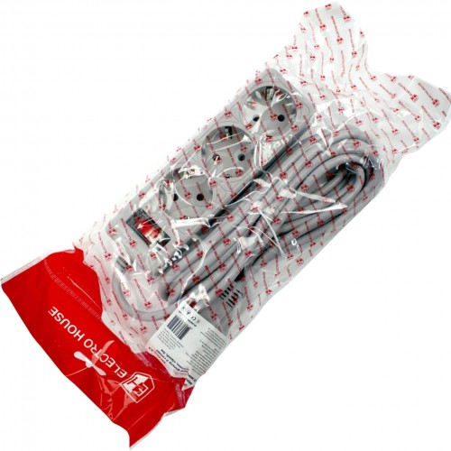 Мережевий фільтр "Electro House" 3гнізда 5м+вимик.+зазем. сірий 10A №EH-NFG-3.5(20)