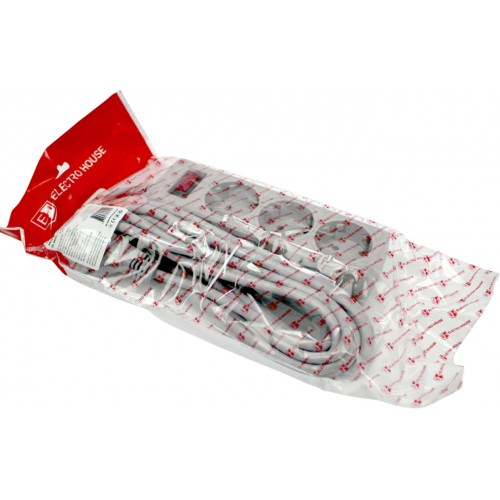 Мережевий фільтр "Electro House" 3гнізда 5м+вимик.+зазем. сірий 10A №EH-NFG-3.5(20)