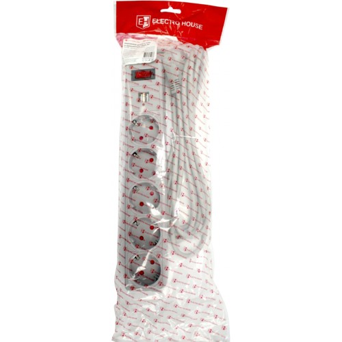 Мереж.фільтр"Electro House"5гнізд 3м+вимик.+зазем.2USB,захисні шторки сірий10A№EH-NFGU-5.3