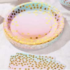 Тарілка паперова, d-230мм,крупний золотий горох омбре(10)