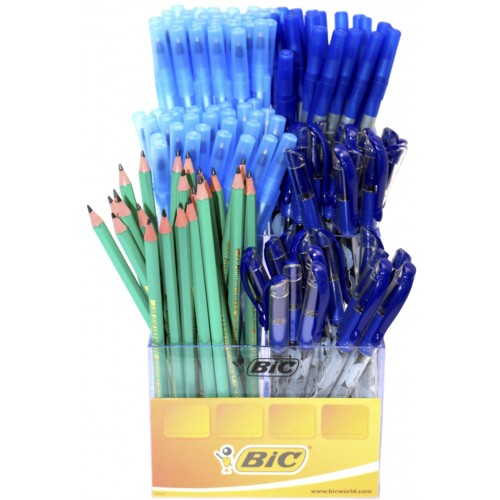 Дисплей настільний "Bic" з наповненням + подарунок 60 ручок Раунд Стік синя