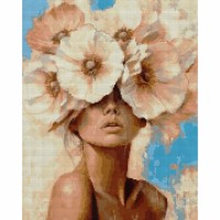Алмазна мозаїка "Santi" Дівчина та ніжна квітка 40х50см,на підрамнику №956057