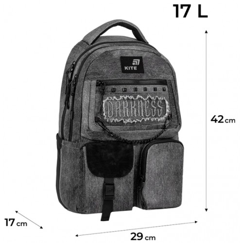 Рюкзак "Kite" Education teens 2587M Darkness 2від.,6карм. №K26-2587M-5(10)