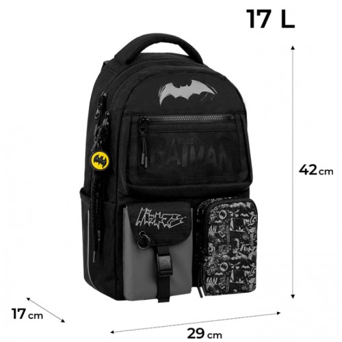 Рюкзак "Kite" Education teens 2587M DC Batman 2від.,6карм. №DC26-2587M(10)