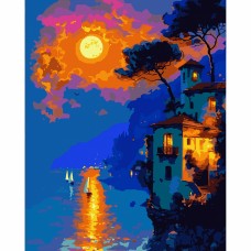 Картини по номерах "Santi" Захід сонця на узбережжі" 40х50см, LED підсвітка №956650