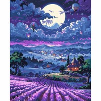 Картини по номерах "Santi" Захід сонця та лаванда" 40х50см, LED підсвітка №956653