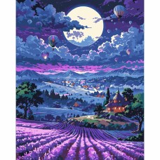 Картини по номерах "Santi" Захід сонця та лаванда" 40х50см, LED підсвітка №956653