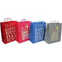 Пакет подарунковий папер. 26х32х10см Happy Birthday,4 види №461447/Лідер/(12)