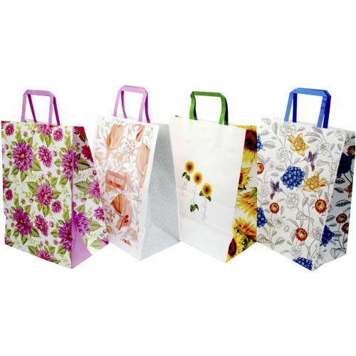 Пакет подарунковий 25х15х34,5см,білий,11видів №6187/Мандарин/(10)(100)