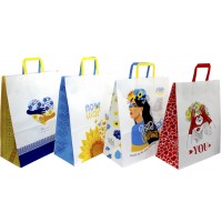 Пакет подарунковий крафт 32х15х38см,білий,6видів №6163/Мандарин/(10)(100)