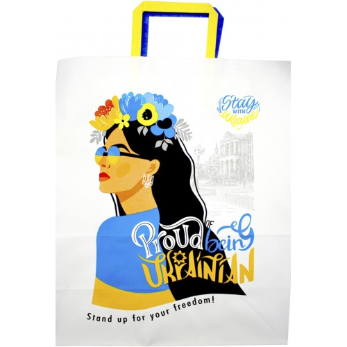 Пакет подарунковий крафт 32х15х38см,білий,6видів №6163/Мандарин/(10)(100)