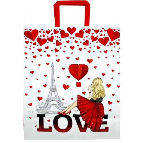 Пакет подарунковий крафт 32х15х38см,білий,6видів №6163/Мандарин/(10)(100)