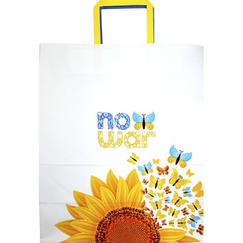 Пакет подарунковий крафт 32х15х38см,білий,6видів №6163/Мандарин/(10)(100)