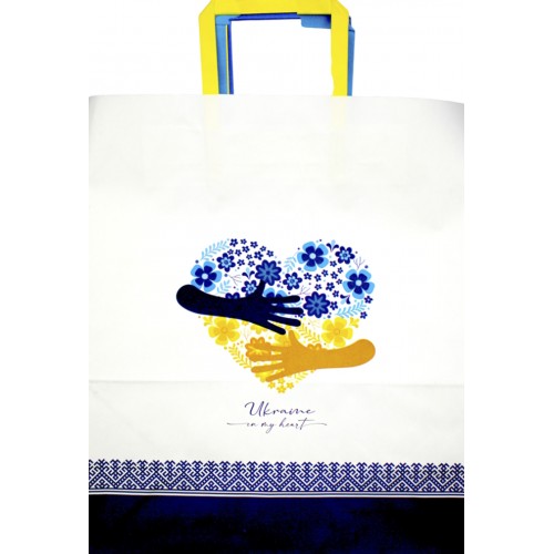 Пакет подарунковий крафт 32х15х38см,білий,6видів №6163/Мандарин/(10)(100)