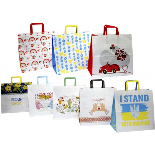 Пакет подарунковий 32х15х30см 10 видів №6170/Мандарин/(5)(10)