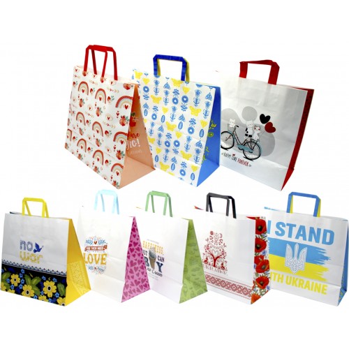 Пакет подарунковий 32х15х30см 10 видів №6170/Мандарин/(5)(10)