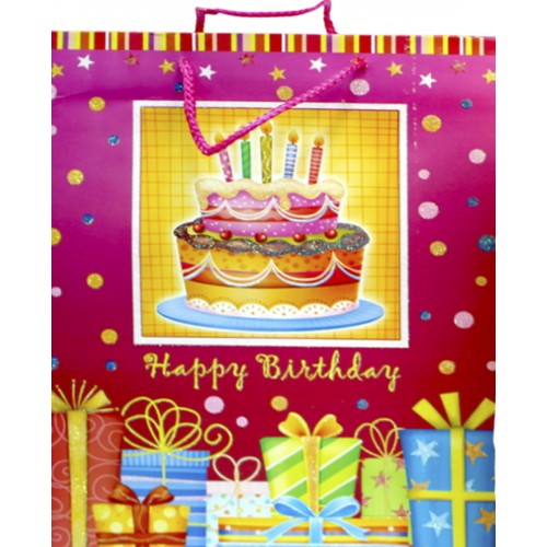 Пакет подарунковий папер. "Happy Birthday" 26х10х32см,96-29/2114L №/461399/Leader/(12)