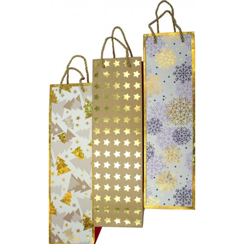 Пакет подарунковий під пляшку "Buromax" 11х38х11см Новий Рік тисн. фольгою BM.2000129(12)