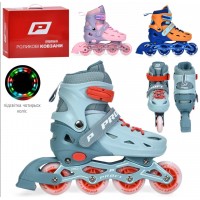 Ролики розсувні р.35-38 рама,шнурівка+бакля,колеса ПУ 70мм,в кор-ці 38х31х13см №A4153-M