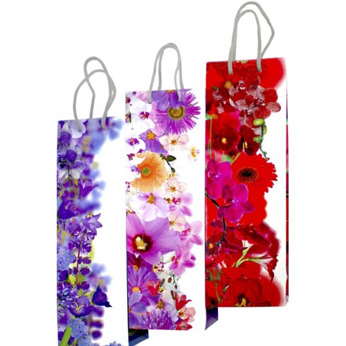 Пакет подарунковий під пляшку 42 х12х9,5 см мікс (12) 300