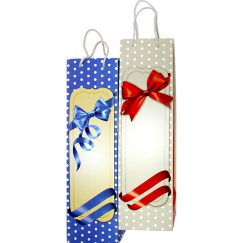 Пакет подарунковий під пляшку 42 х12х9,5 см мікс (12) 300