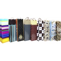 Пакет подарочный под бутылку 42 х12х9,5 см микс (12) 300