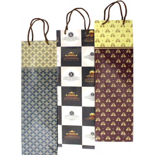 Пакет подарунковий під пляшку 42 х12х9,5 см мікс (12) 300