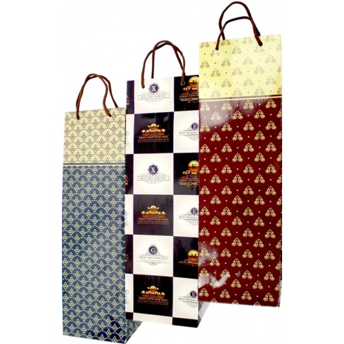 Пакет подарунковий під пляшку 42 х12х9,5 см мікс (12) 300