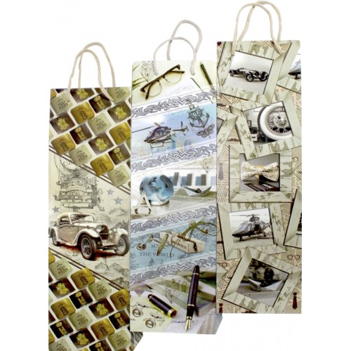 Пакет подарунковий під пляшку 42 х12х9,5 см мікс (12) 300