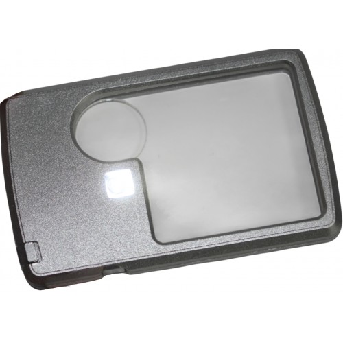 Лупа портативна з світлодіодною підсвіткою,2 лінзи 3х 6х