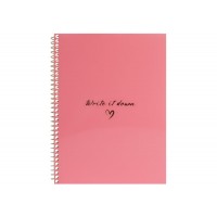 Блокнот пруж. бок. А5 60арк. кліт. пласт. кораловий №O69168/Optima/(72)