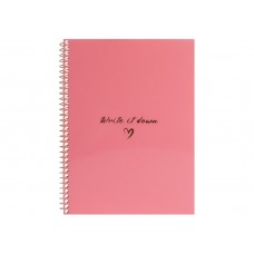 Блокнот пруж. бок. А5 60арк. кліт. пласт. кораловий №O69168/Optima/(72)