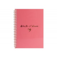 Блокнот пруж. бок. А6 60арк. кліт. пласт. кораловий №O69173/Optima/(60)