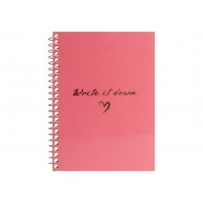 Блокнот пруж. бок. А6 60арк. кліт. пласт. кораловий №O69173/Optima/(60)