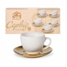 Сервіз чайний керам. 12предм. (6чаш. 250мл+6бл. 15см) "Golden Asoka" №04-001-001/S&T/(8)