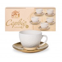 Сервіз чайний керам. 12предм. (6чаш. 250мл+6бл. 15см) "Golden Kurumi" №04-001-002/S&T/(8)