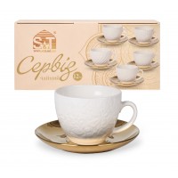 Сервіз чайний керам. 12предм. (6чаш. 250мл+6бл. 15см) "Golden Lormar" №04-001-005/S&T/(8)