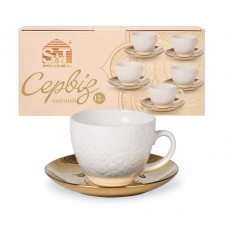 Сервіз чайний керам. 12предм. (6чаш. 250мл+6бл. 15см) "Golden Lormar" №04-001-005/S&T/(8)