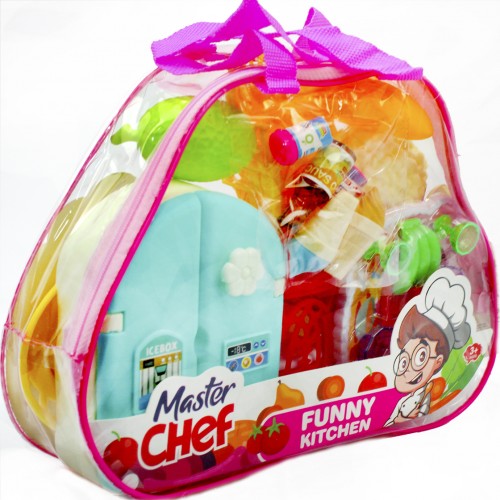 Їдальна: стіл,стільці 4шт,холодильник,посуд,продукти,в сумці,25х19х6см №99-12(60)