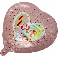 Кулька повітр. фольг. круг. "Серце I love you" червоні літери 18см №13768(50)