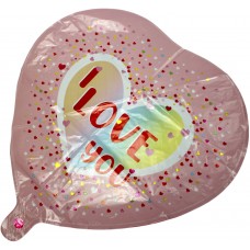 Кулька повітр. фольг. круг. "Серце I love you" червоні літери 18см №13768(50)