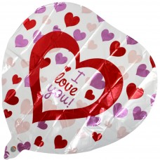 Кулька повітр. фольг. "Серце I love you з мал. серц." біло-черв. 18см№QQlY-B0639/13765(50)