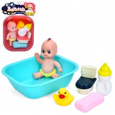 Лялька-пупс 13см,ванна 19см,качка 5см-пискавка,унітаз,пляшечка,в кульку №669-701B1(144)