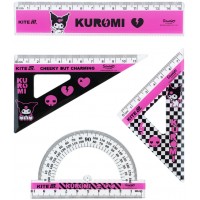 Набір геометричний "Kite" №HK25-282 Kuromi (лінійка 15см,2 косинця,транспортир)(24)(288)